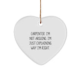 Carpenter Heart Ornament Funny Quote Gifts from Men, Women, Friends, Family, Coworkers - Christmas Unique Gifts for Carpenter, Handyman, Woodworker - Image 1